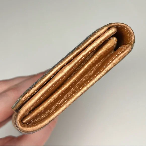 Rare Denim CELINE Triomphe Paris Macadam Continental Wallet Indigo/Bronze - Picture 4 of 10